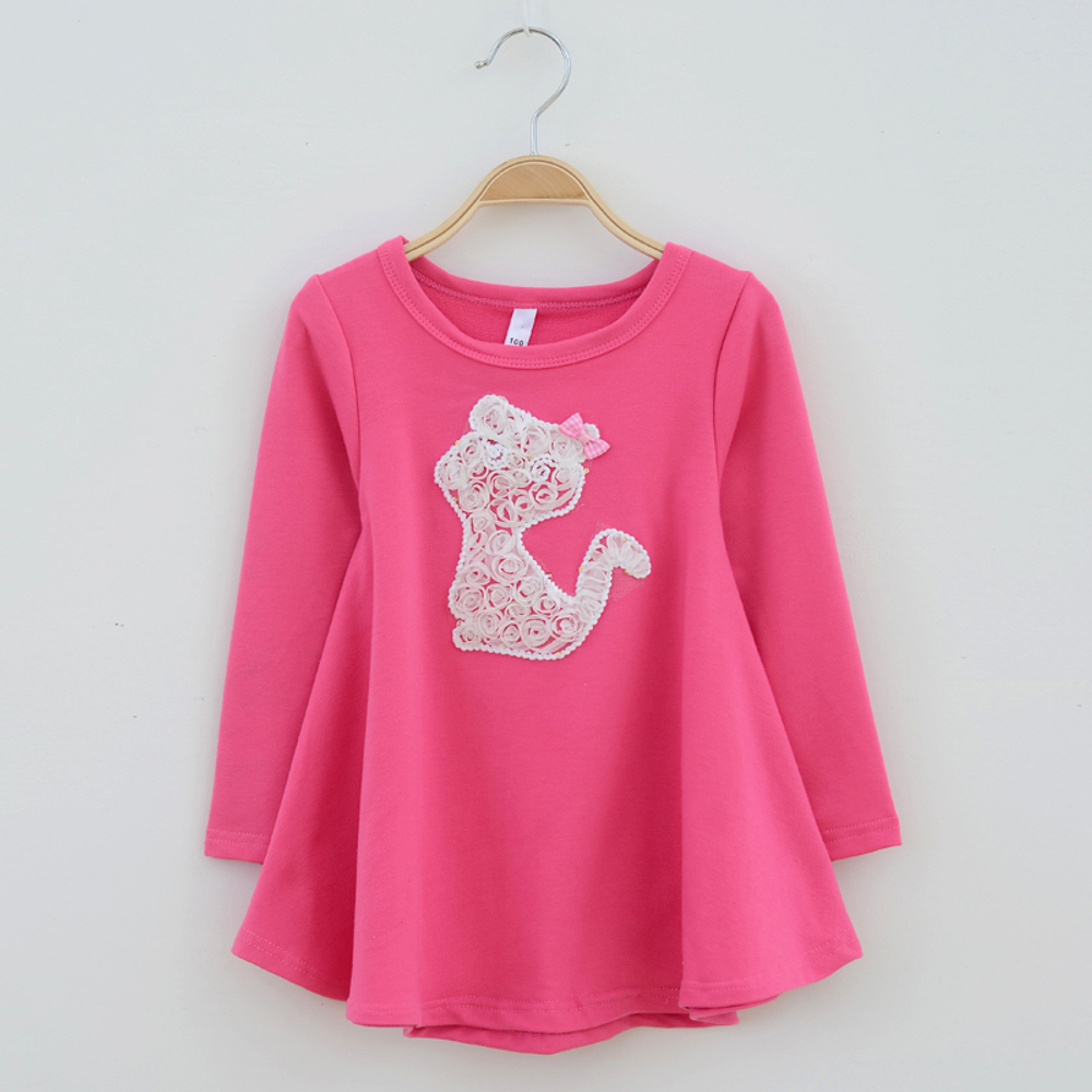 Платье детское однотонное с аппликацией кошки