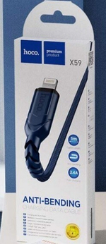 Кабель HOCO X59 USB-Lightning 2.4А 1м Nylon Black