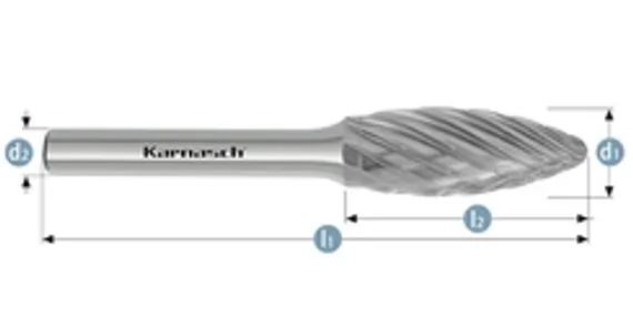 Борфреза твердосплавная Karnasch форма M, 6х18х6х50 мм, насечка HP-3 PRO, покрытие Green-Tec, арт. 11.6099-010