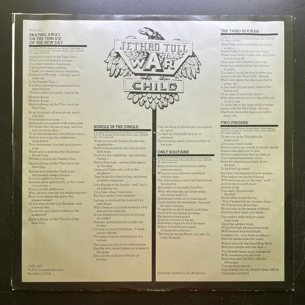 Jethro Tull ‎– War Child (США 1974г.)
