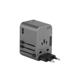 Универсальное сетевое зарядное устройство Energea TravelWorld Adapter GaN65 (1 розетка, 2 USB-C, USB-A) (GaN) Туристический адаптер питания повышенной мощности. Есть поддержка PD, QC 3.0 и PPS