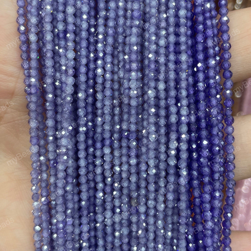 Циркон сиреневый 2 мм, граненые бусины - шарики (нить 38 см)