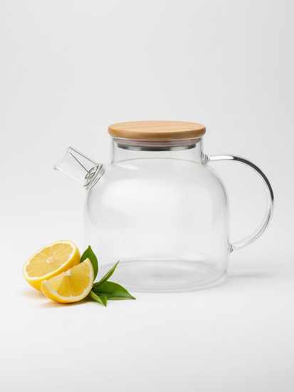 Стеклянный заварочный чайник 1500 мл. Kamille KM 9030M с бамбуковой крышкой