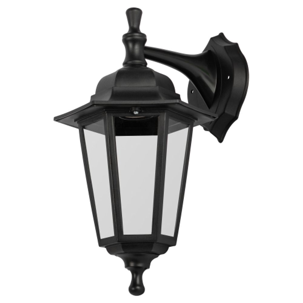 Садово-парковый светильник ЭРА НБУ 06-60-001 черный 6 гранный настенный IP44 Е27 max60Вт