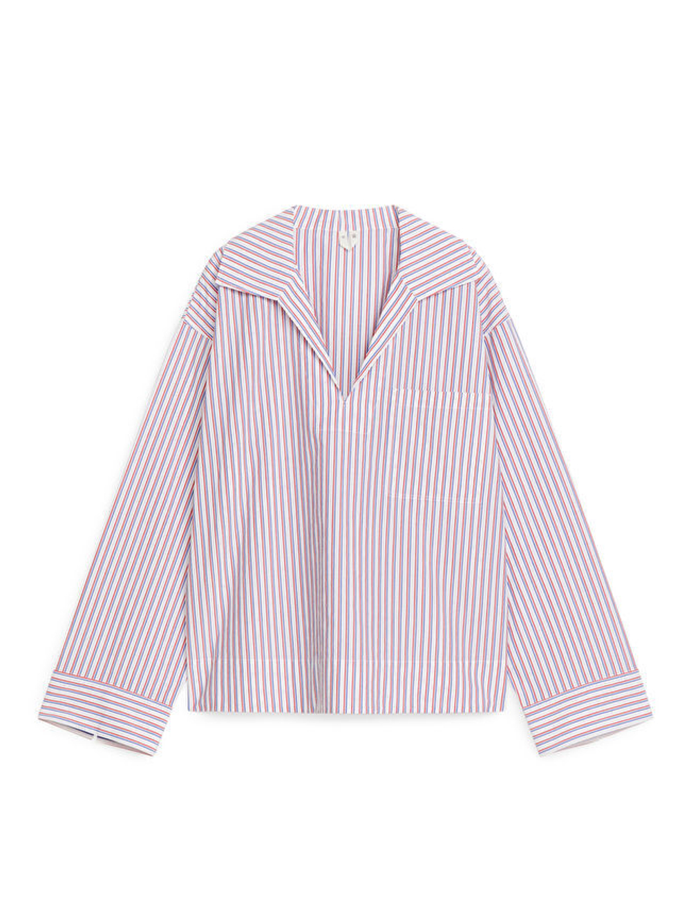 ARKET РУБАШКА ИЗ ХЛОПКА, БЕЛЫЙ/КРАСНЫЙ