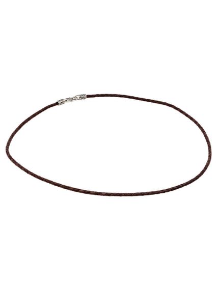 Гайтан кожаный коричневый 3 мм из серебра, вид спереди