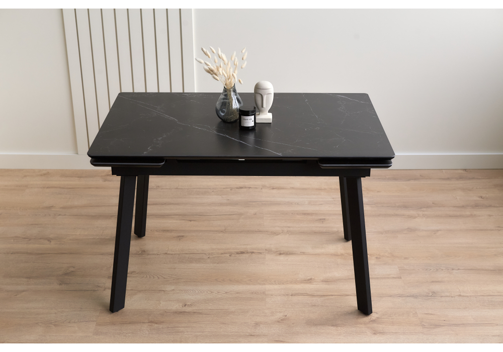 Керамический стол Woodville Норман 120(180)х80 shakespeare black, черный, ножки черные