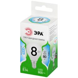 Лампа светодиодная ЭРА GREEN LINE LED P45-8W-840-E14 GL 8Вт шар яркий белый свет E14 | Лампы cветодиодные Шар (G/P)