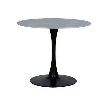 Стол обеденный MOON керамический, серый D90, основание металл черный D60