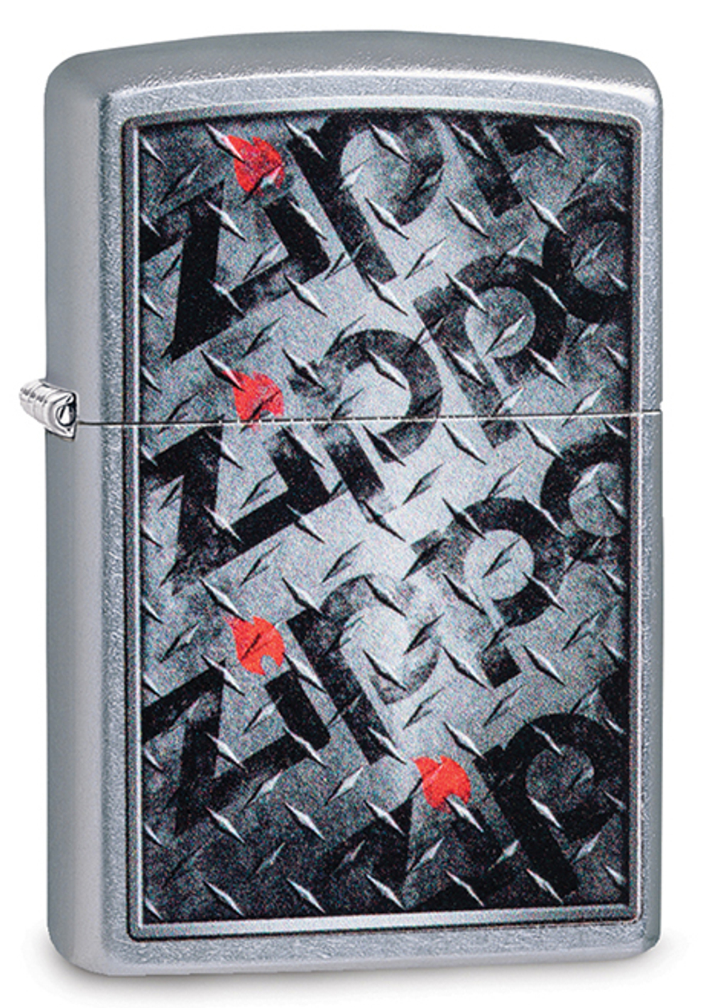 Фото Зиппо оригинальная бензиновая американская зажигалка Diamond Plate Design ZIPPO 29838 серебристая в подарочной коробке