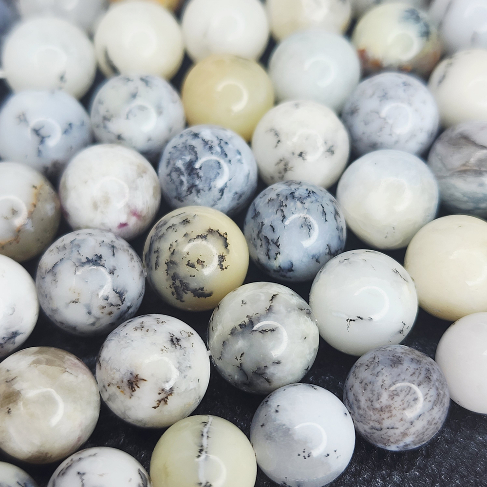 Дендроопал (дендритовый опал), бусина гладкий шар, р-р 11.6 - 12мм