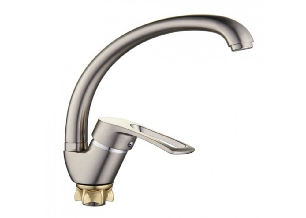 Смеситель для кухни G-Lauf "утка", сатин, на гайке, Zn 8G4-A181KH