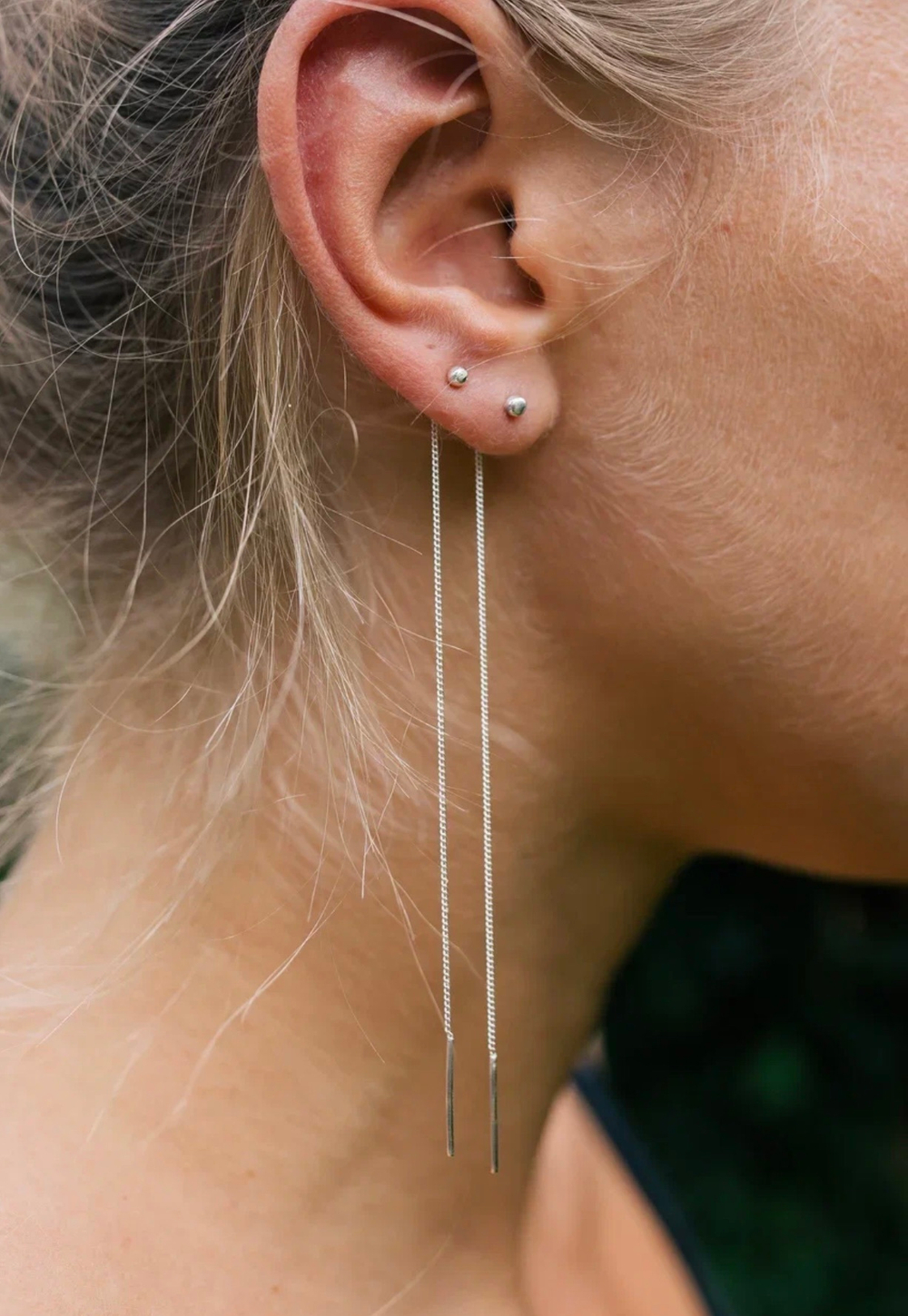 Серьги-цепочки "Нити с шариками"