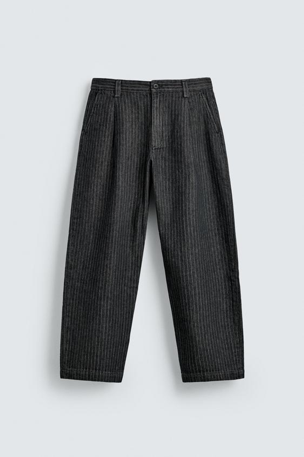 ZARA БРЮКИ ЧИНОС RELAXED FIT В ТОНКУЮ ПОЛОСКУ, СЕРЫЙ