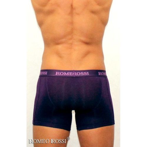 Мужские трусы боксеры удлиненные c резинкой Romeo Rossi баклажановые RR7001-05