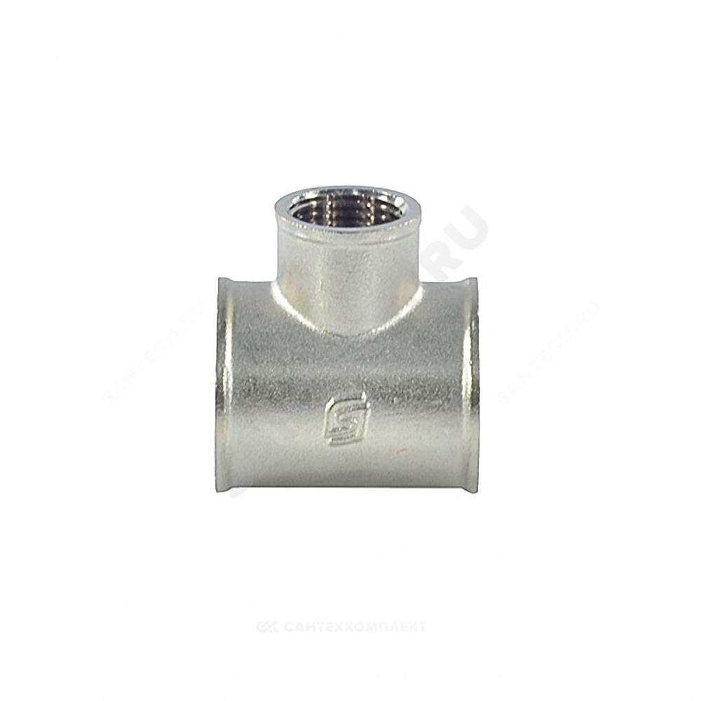 Тройник латунь никель переходной Ду 20х15х20 (3/4"х1/2"х3/4") ВР/ВР SantechSystems