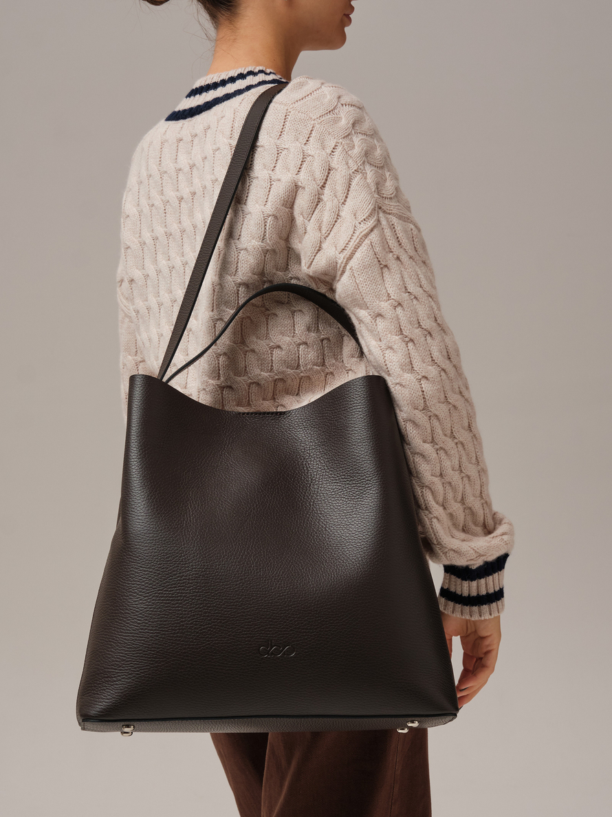 Кожаная сумка шоппер DBR 30948 коричневый шоколад