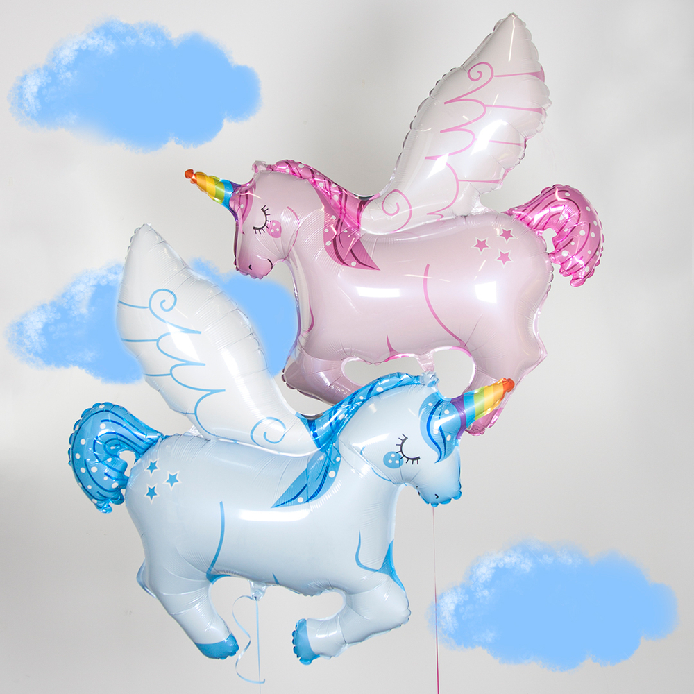 Шар (44""/112 см) Фигура, Волшебный единорог, Голубой, 1 шт. В025