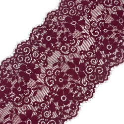 Кружево эластичное бургундини с ресничками 23,5 см