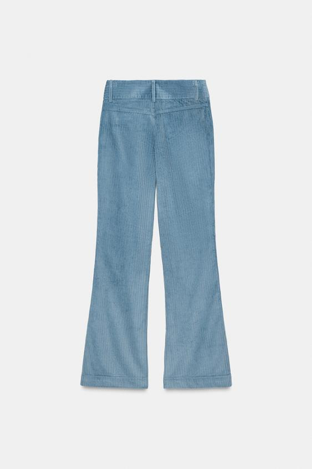 ZARA РАСКЛЕШЕННЫЕ БРЮКИ ИЗ ВЕЛЬВЕТА, ЛИНЯЛЫЙ ГОЛУБОЙ