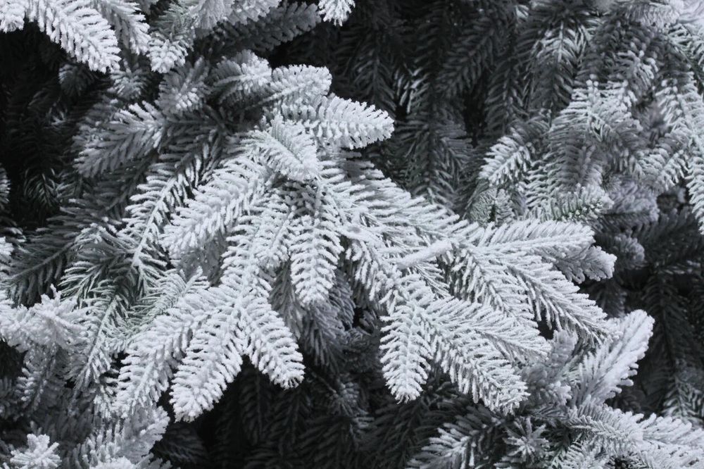 Заснеженная елка с гирляндой «Престиж» (Литая хвоя) 230 см / 2,3 м