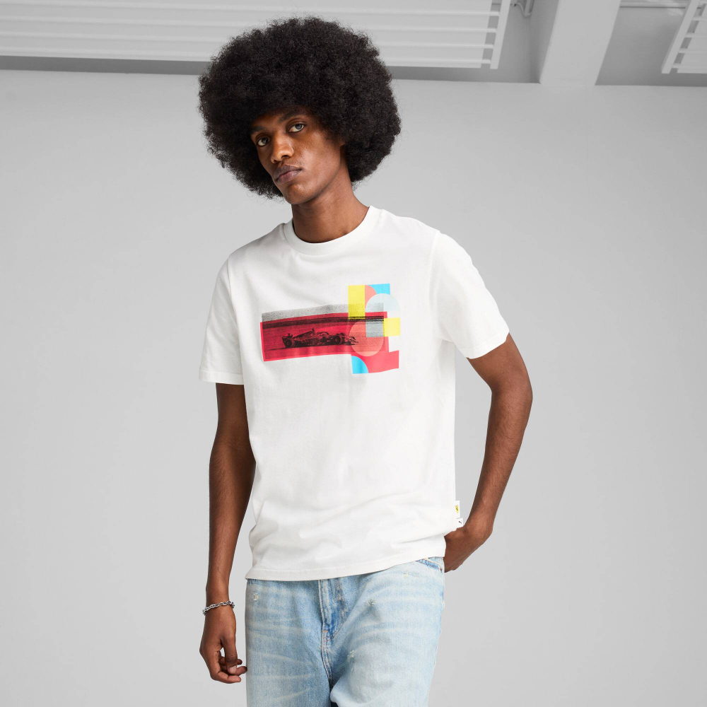 PUMA X SCUDERIA FERRARI МУЖСКАЯ ФУТБОЛКА С ПРИНТОМ HP RACE 1, БЕЛЫЙ