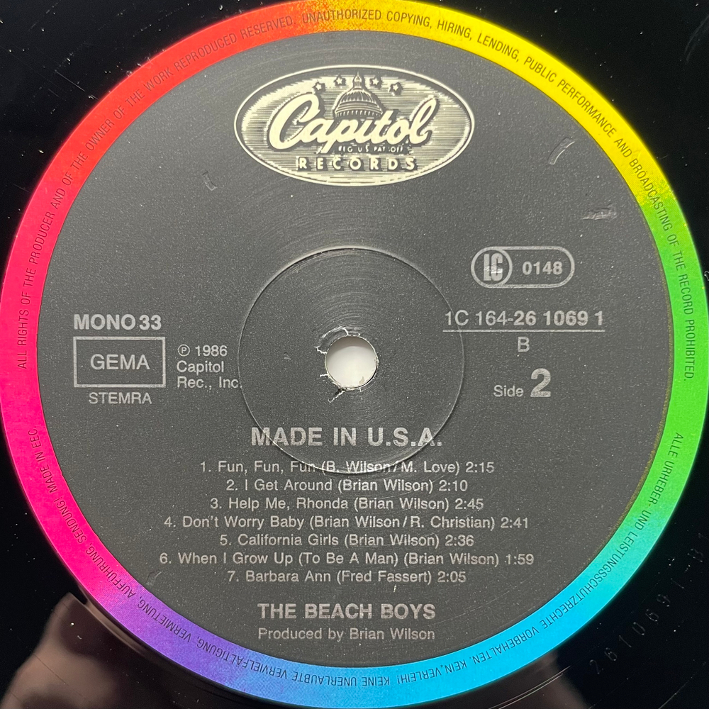 The Beach Boys ‎– Made In U.S.A. 2LP (Европа 1986г.)