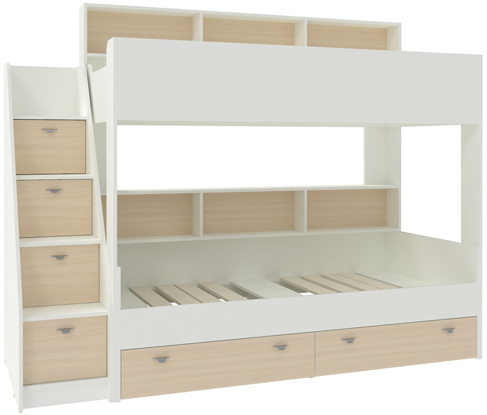Двухъярусная кровать КарИВи Голден Кидс 10 Белый   Дуб Молочный