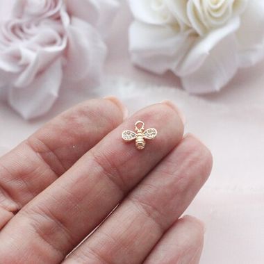 Подвеска Пчела с фианитами 8*10 мм, позолота, П335