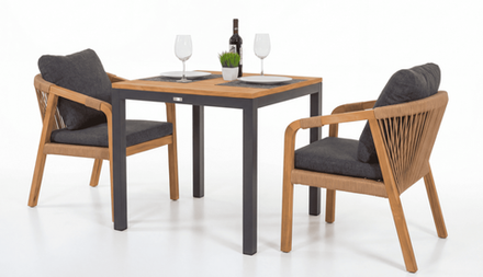 Стол обеденный ТЕЛЛА алюминий, тик 80x80 см (4 ножки)