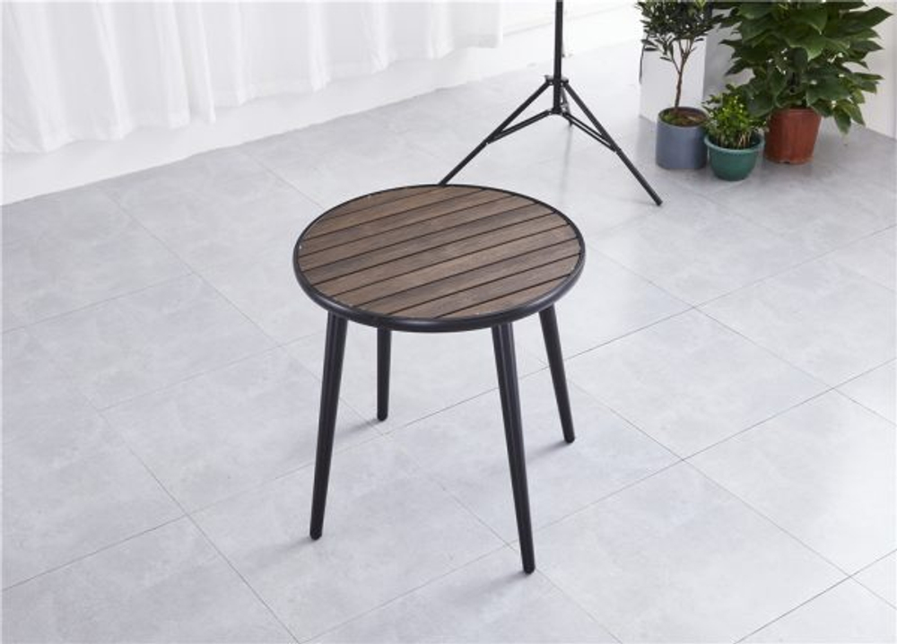 Алюминиевый садовый стол D70 см ПОЛИВУД-3 «POLYWOOD-3» цвет каштан