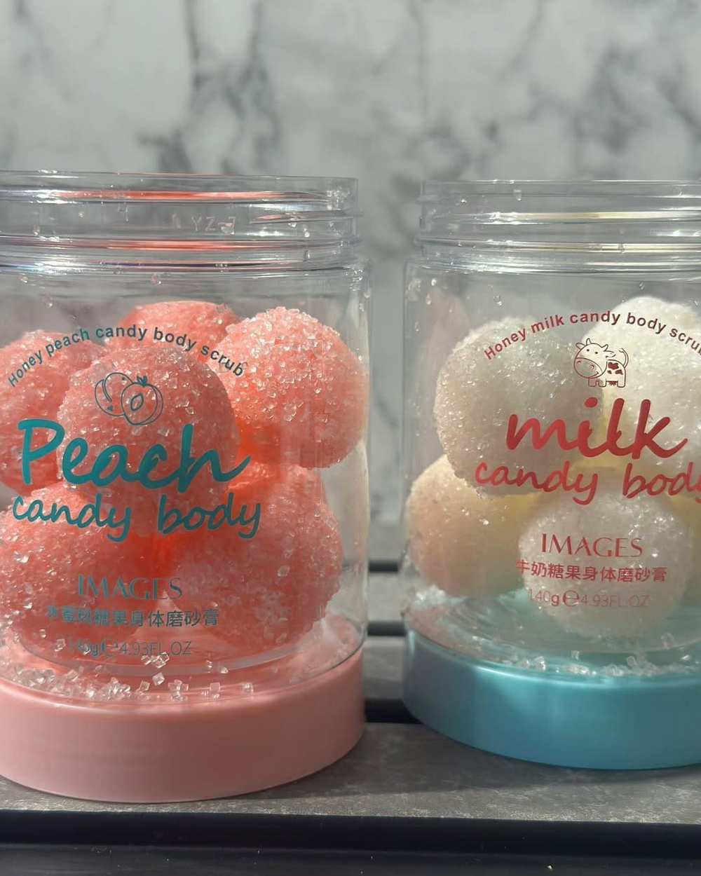 Сахарный скраб для тела в шариках с персиком, 140г