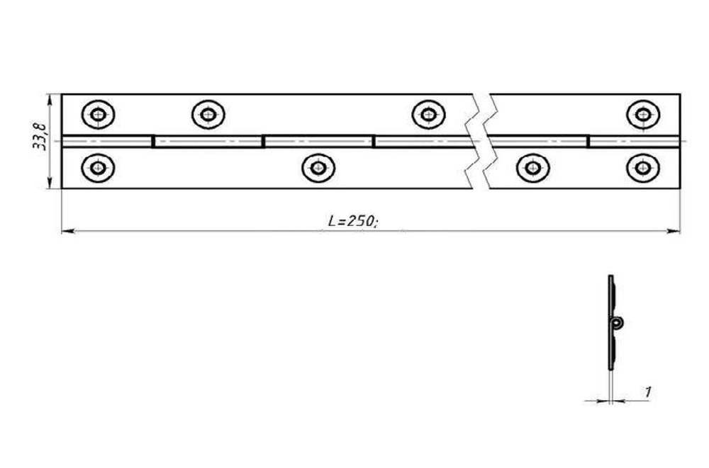 ПЕТЛЯ РОЯЛЬНАЯ МЕТАЛЛИСТ L-250MM Б/ПОКРЫТ