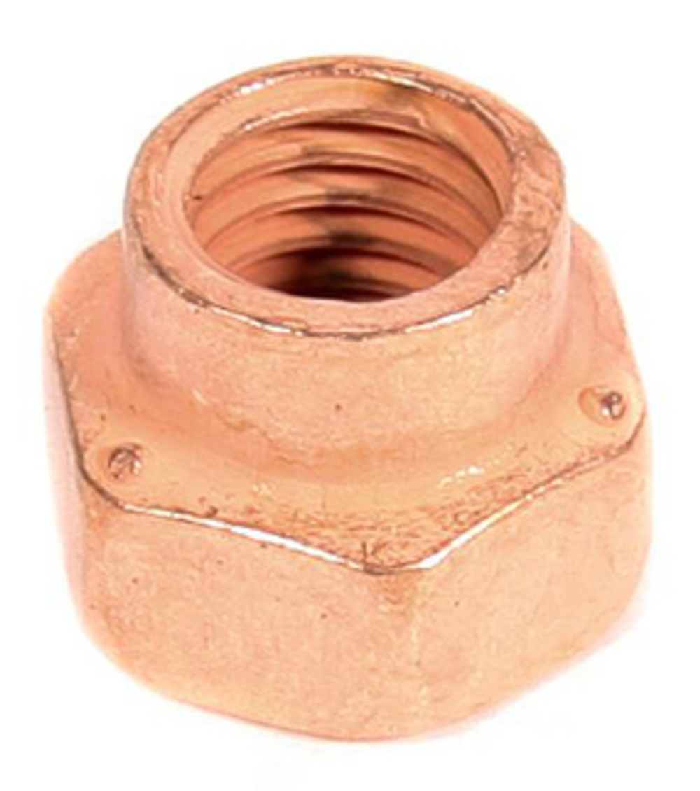 Гайка  8х1.25 приемной трубы 2108 (омедн.) ДЕШЕВАЯ/РЗИ (уп25/50шт)