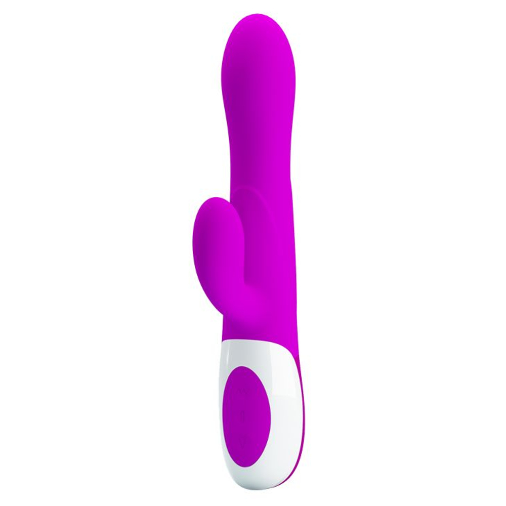 Лиловый вибратор Douglas с клиторальным отростком и функцией расширения - 24,9 см.