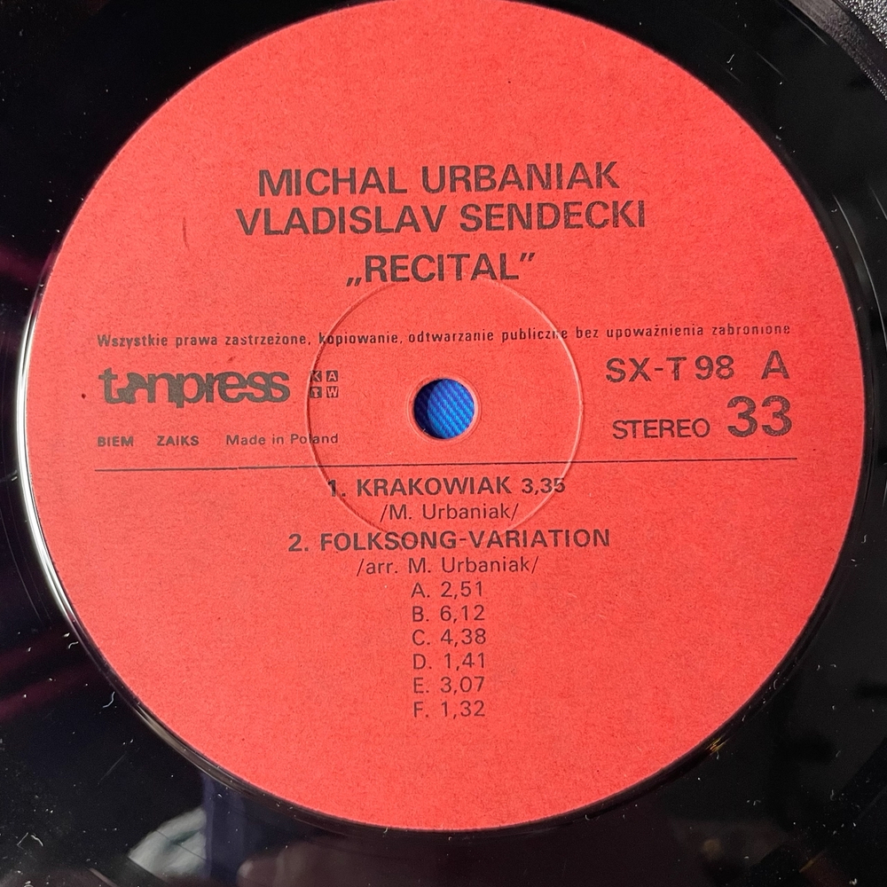 Винтажная виниловая пластинка LP Michal Urbaniak Vladislav Sendecki Recital (Польша 1983)