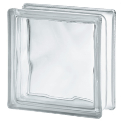 Стеклоблок полуматовый бесцветный  волна (матовый с одной стороны) Vitrablok  19x19x8