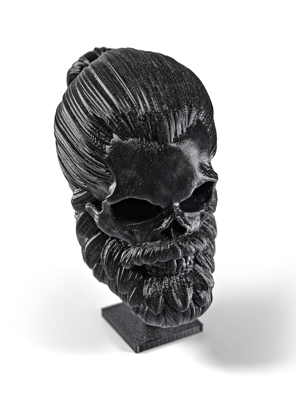 Бородатый череп с хвостом, фигурка для декора интерьера, арт-объект, коллекционный предмет, 3D печать, чёрный 12 см.