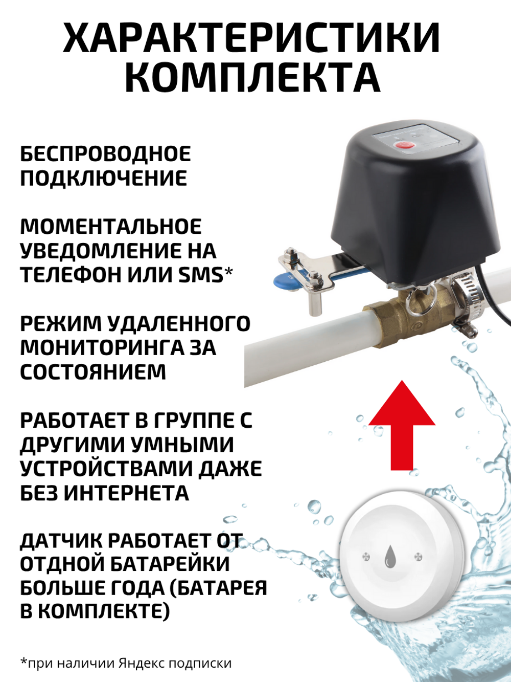 Комплект от протечек ZigBee для Алисы беспроводной