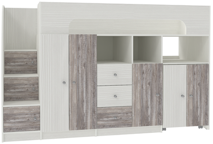 Кровать-чердак КарИВи Астра 11 Белое Дерево Бетон