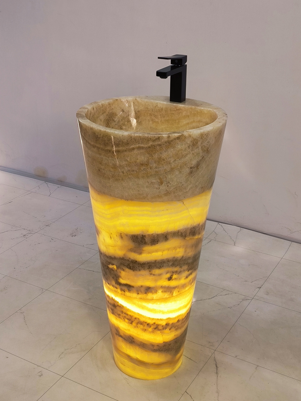 Раковина напольная из оникса Yellow ON-61357 (45*45*90)