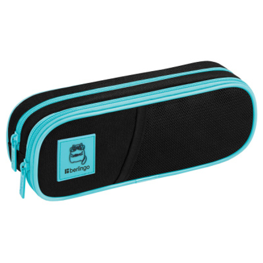 Пенал мягкий 2 отделения, 220*80*50 Berlingo "Clever cat", полиэстер, внутренн