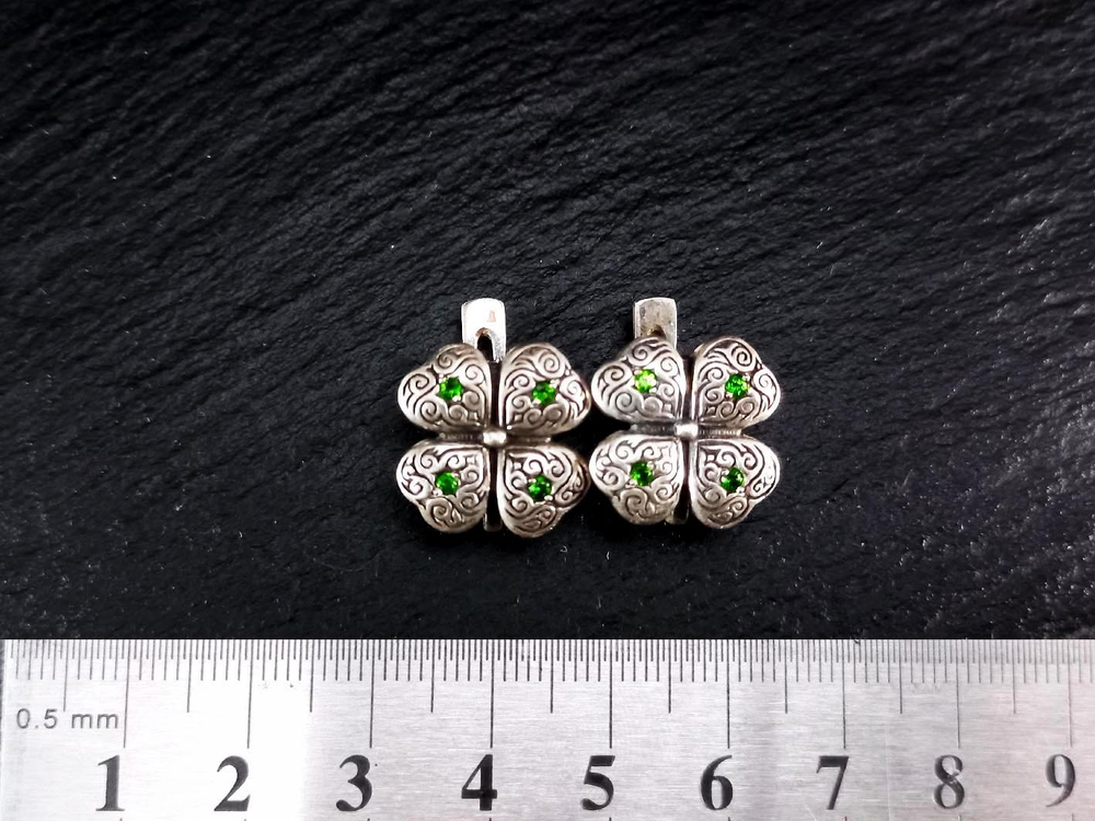 Серьги короткие "Клевер удачи"