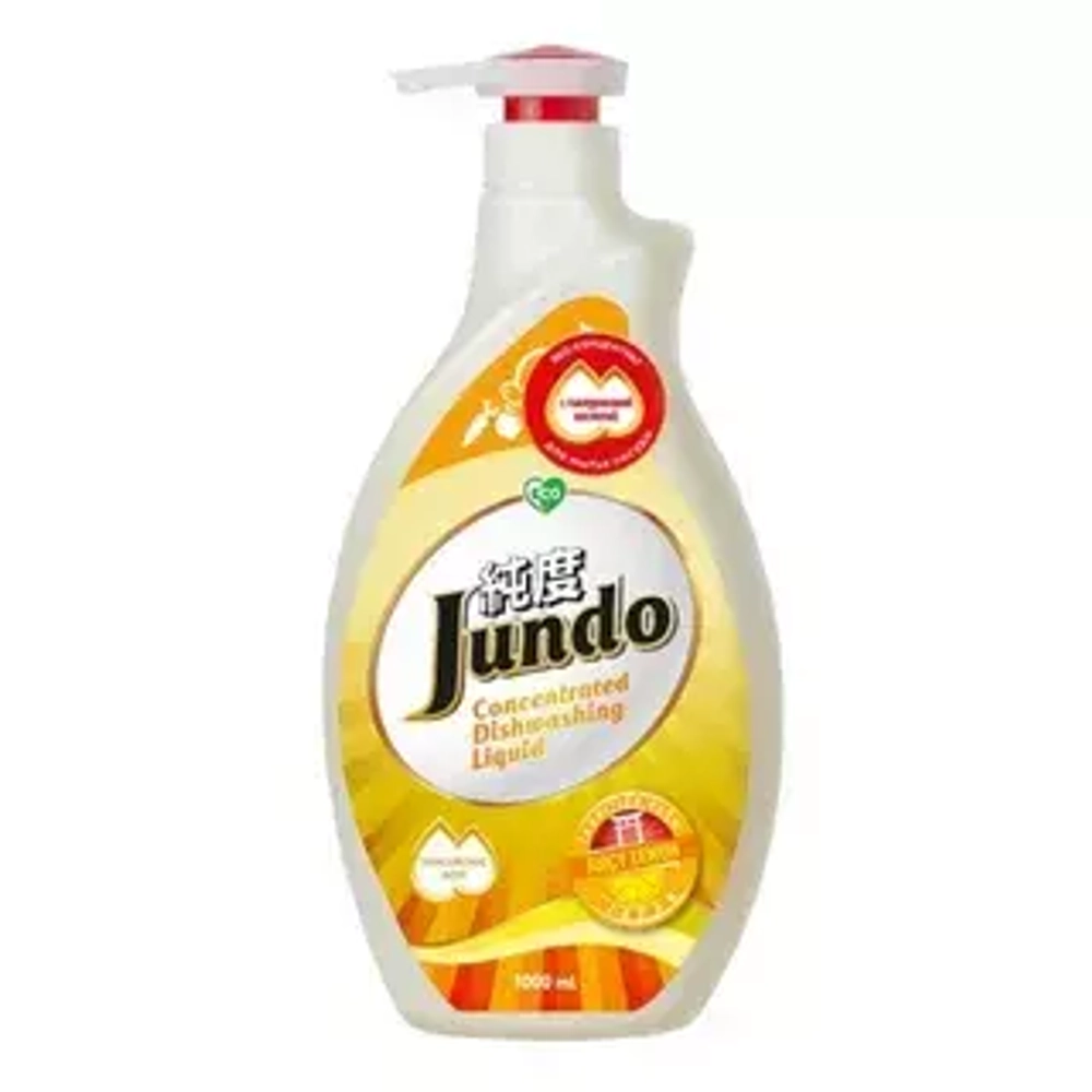Гель для мытья посуды 1л ЭКО Jundo Конц. с гиалур.кисл. д/посуды/детс.принад. Juicy Lemon*9