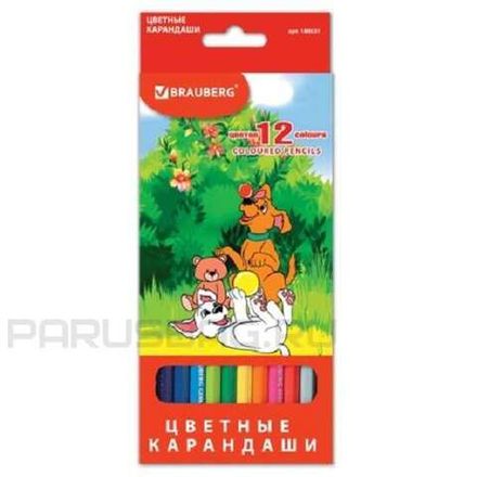 Карандаши цветные 12цв. Brauberg My lovely dogs