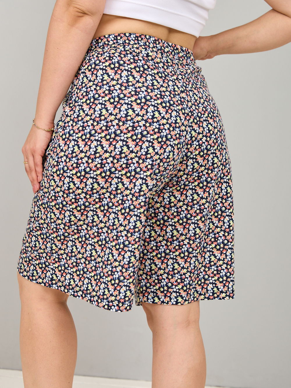 Юбка-шорты Ю-004/цветочки-желтооранжевые