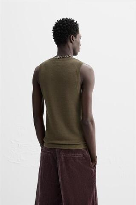 ZARA ТРИКОТАЖНАЯ МАЙКА, ХАКИ