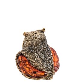 AM-2158 Наперсток «Сова ушастая» (латунь, янтарь)