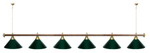 Лампа STARTBILLIARDS 6 пл. (плафоны зеленые,штанга золотая,фурнитура золото)