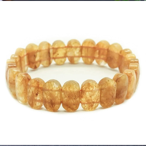 Браслет на резинке Цитрин, из бусин 14х8 мм, 18 см